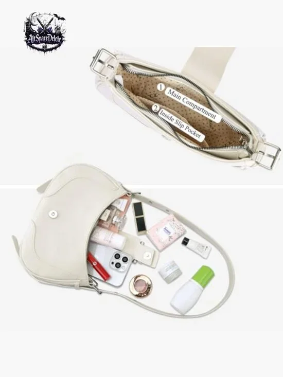 Retro Crescent Hobo Shoulder Bag Vegan Leather Adjustable Strap 10.5x6 - Picture 7 of 7